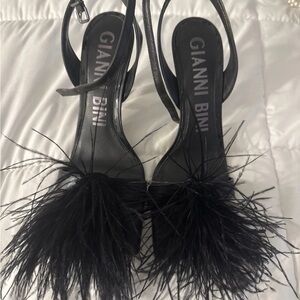 Gianni Bini Black Feathered Heels